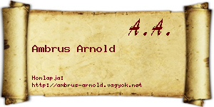 Ambrus Arnold névjegykártya